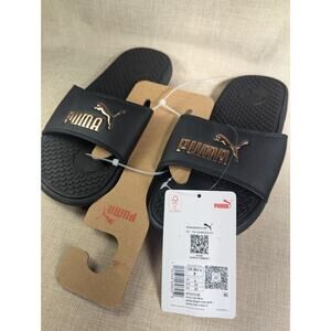 Pump Slides Gold & Black sz 8 NWT